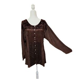 VTG‎ Raaga Tunic Romantic Goth Forest Fairy Velvet Embroidery Boho Top One Size